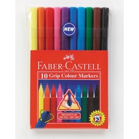 FABER-CASTELL GRIP TRIANGULAR Marker Assorted Colours Pack of 10