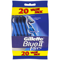 GILLETTE BLUE II PLUS DISPOSABLE RAZORS Pack of 20