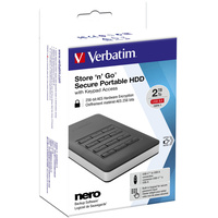 VERBATIM STORE 'N' GO SECURE Portable Hard Drive 2TB Black