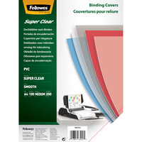 FELLOWES&REG; BINDING COVER A4 200 Micron PVC Clear Pack of 100