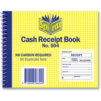 SPIRAX BUSINESS BOOK 504 Cash Receipt Quarto Side Opening