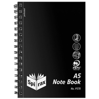 SPIRAX NOTEBOOK PLASTIC P570 A5 200 Page Side Opening Black