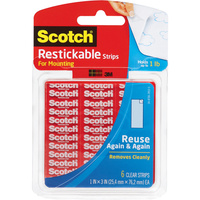 SCOTCH MOUNTING TAPE R100 Restickable Squares Tabs 2.5cm x 2.5cm Clear