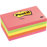 POST-IT 635-5AN NOTES Lined Asstd Neon 76mm X 123mm Pack of 5