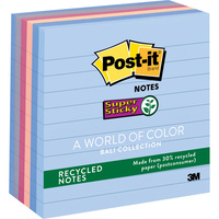 POST-IT SUPER STICKY NOTES 675-6SSNRP Recycled Lined 101mm x 101mm Bali Pack of 6