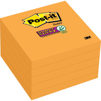 POST-IT SUPER STICKY NOTES 654-5SSNO 75mm x 75mm Neon Orange Pack of 5
