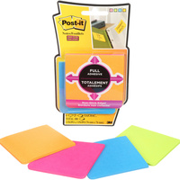 Post-It F330-4SSAUFull Adhesive Notes 76Mm X 76Mm Super StickyAssorted Pack of 4