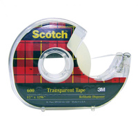 SCOTCH 600 TRANSPARENT TAPE With Dispenser 19mm X 33M
