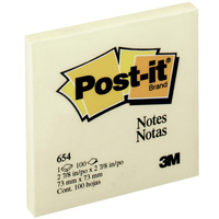 POST-IT 654 NOTES ORIGINAL 100Shts 76x76mm Yellow