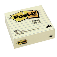 POST-IT 675-YL NOTES ORIGINAL Lined 98x98mm Yellow