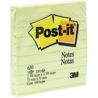 POST-IT 630-55 NOTES ORIGINAL Lined 100Shts 76x76mm Yellow