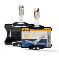 DURABLE ID CARD HOLDER SINGLE WITH CLIP Black Pack of 25