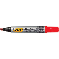 BIC 2300 MARKING PERMANENT Markers Chisel Red Pack of 12