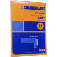 CUMBERLAND ENVELOPE POCKET C4 Strip Seal Plain Gold Pack of 25