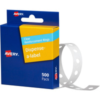 AVERY RING REINFORCEMENTS Vinyl 14mm Clear Pack of 500