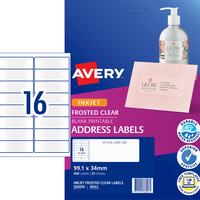 AVERY J8562 QUICK PEEL LABEL I/Jet 16/Sht 99.1x34 Add Clear Pack of 400