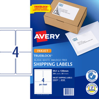 AVERY J8169 MAILING LABELS Inkjet 4/Sht 99.1x139 Parcel Pack of 200