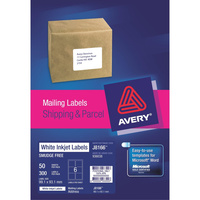 AVERY J8166 MAILING LABELS Inkjet 6/Sht 99.1x93.1 Address Pack of 300