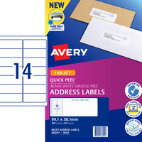 AVERY J8163 MAILING LABELS Inkjet 14/Sht 99.1x38.1 Adress Pack of 700