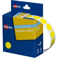 AVERY DMC14Y DISPENSER LABEL Circle 14mm Yellow Pack of 1050