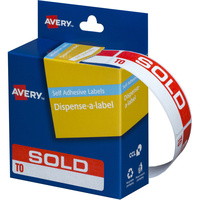 AVERY DMR1964SO DISPENSER LBL Printed Sold To 19x64 Red Pack of 125