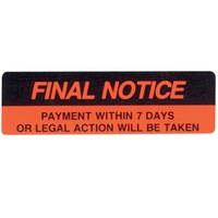 AVERY DMR1964R3 DISPENSR LABEL Printed Final Notice 19x64 Red Pack of 125