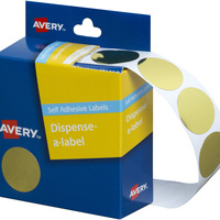 AVERY DMC24GO DISPENSER LABEL Circle 24mm Gold Pack of 250