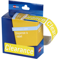 AVERY DISPENSER LABELS PRINTED Clearance Yellow/White 19x64mm Pack of 125