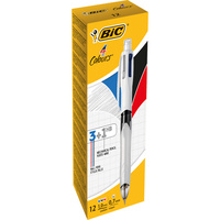 BIC 4 Colours Multi-Function Pen 3 Ballpoint and 1 Pencil Assorted Pack of 12