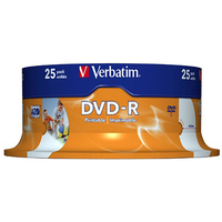 VERBATIM RECORDABLE DVD-R 16X 120MIN 4.7GB Spindle 25 Pack