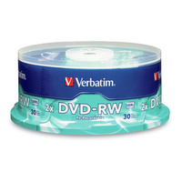 VERBATIM REWRITABLE DVD-RW 2X 120MIN 4.7GB Spindle Pack 30
