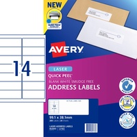 AVERY L7163 MAILING LABELS Laser 14 per Sheet 99.1x38.1mm Box of 20