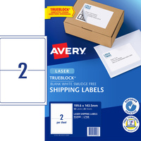 AVERY MAILING LASER LABELS L7168 2 L/P Sht 199.1x143.5mm Box of 50