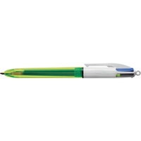 BIC 4 COLOUR BALLPOINT PENS Retractable Fluo Pack of 12