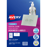 AVERY L7551 MAILING LABELS Laser 65UP 38.1x21.2mm Clr Pack of 25