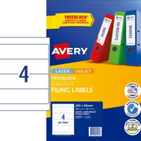 AVERY L7171 FILING LASER LABEL Lever Arch Spine 200x60mm Wht Pack of 100