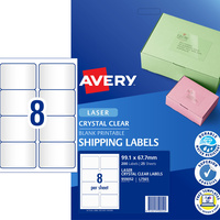 AVERY L7565 CLEAR LASER LABELS Quick Peel 8UP 99.1x67.7mm Pack of 25