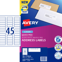 AVERY L7156 MAILING LABELS Laser 45UP 58 x 17.8mm Address Box of 100