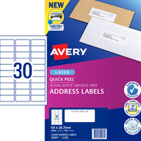 AVERY L7158 MAILING LABELS Laser 30UP 64 x 26.7mm Address Box of 100