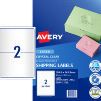 AVERY MAILING LASER LABELS L7566 2 L/P Sht 199.1x143.5mm Box of 25