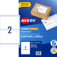 AVERY INTERNET SHIPPING LABELS L7168 2L/P/Sht 199.6x143.5mm Pack of 20