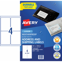 AVERY WEATHER PROOF LABELS Laser 199.6x289.1mm White Pack of 40
