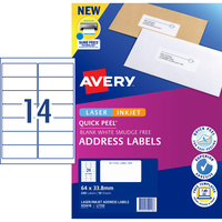 AVERY SURE FEED LABELS Laser 99.1 x 38.1mm White Pack of 140