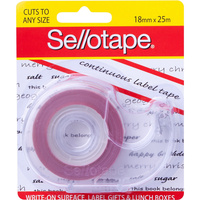Sellotape Write-On Surface Label Tape 18mmx25m With Dispenser Red/White