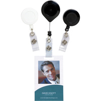 REXEL CARD HOLDER RETRACTABLE With Strap White