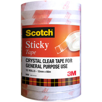 SCOTCH STICKY TAPE 502 12MMX66M Pack of 12