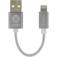 Moki Braided Lightning Cable 10 cm Silver