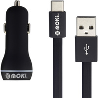 Moki Type-C Cable With Car Charger Black