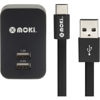 Moki Type-C Cable With Wall Charger Black