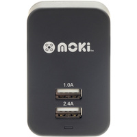 Moki Dual USB Wall Charger Black